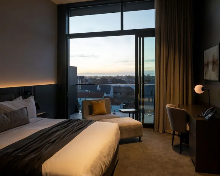 The king room with a view at The Mayfair one of the best accommodation options Christchurch