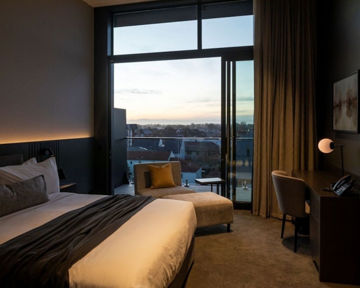 The king room with a view at The Mayfair one of the best accommodation options Christchurch