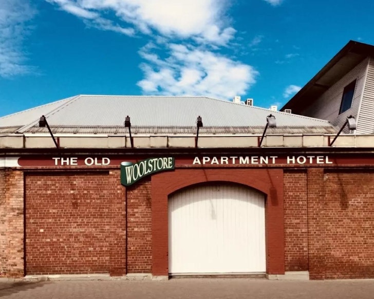 The red brick exterior of Old Woolstore Apartment Hotel one of the best Hobart hotels