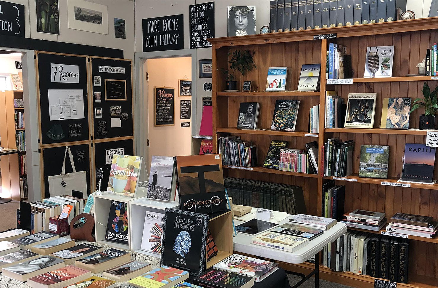 A well organised room at The Open Book, one of the best bookstores in Auckland.