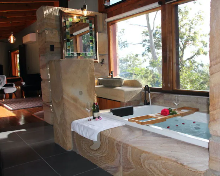 The double spa at The Oyster Hut best accommodation Stradbroke Island