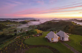 The Pōhutukawa Tent at Wild Canvas best large group Airbnbs New Zealand