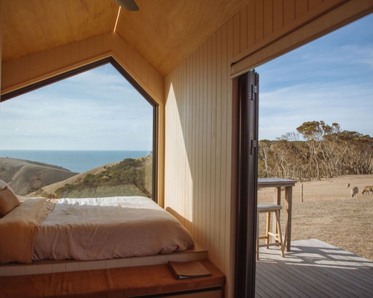 A sea view from the bed at The Passage best tiny homes SA