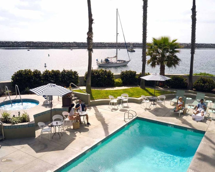 The pool at The Portofino Hotel & Marina one of the best beach hotels Los Angeles