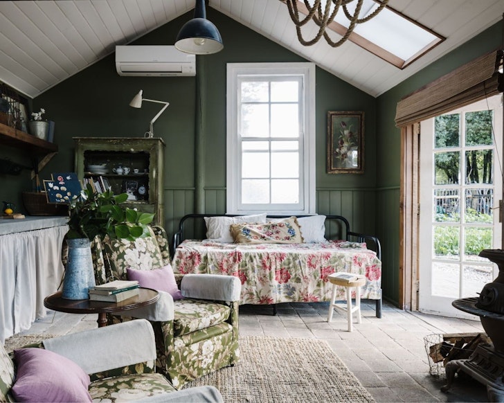 The vintage-style interior of The Potting Shed one of the best pet-friendly Airbnbs Victoria