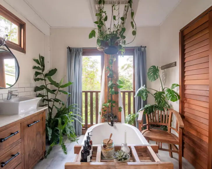 The Rustic Greenhouse Scenic Rim accommodation bathroom view