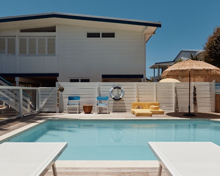 A view of the pool at The Sailor Shack one of the best Yamba Airbnbs