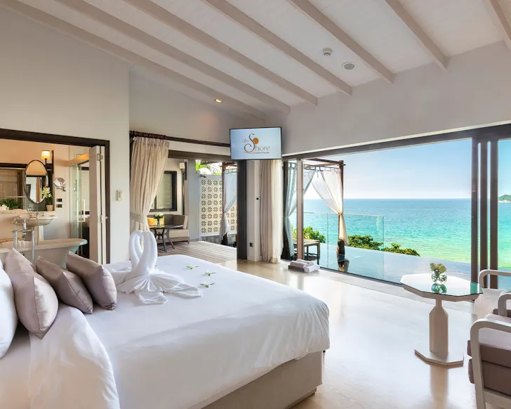 A pool villa with a sea view at The Shore at Katathani best romantic resorts Thailand