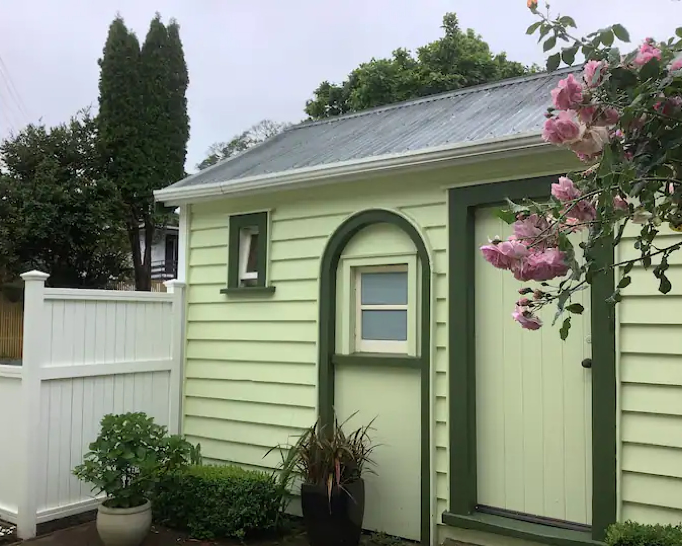 This lime green cottage is one of the best airbnbs in Hamilton. 