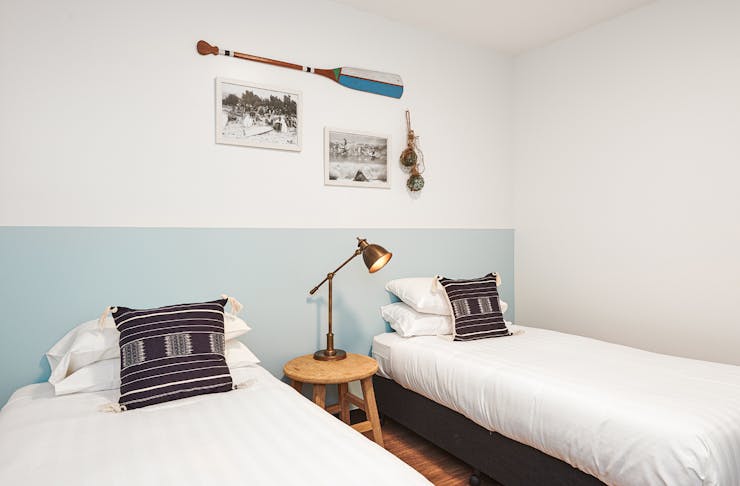 A twin room at The Surf House in Byron Bay.