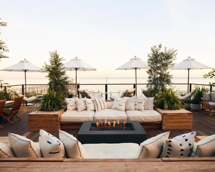 A sea view from a ground floor room at The Surfrider Malibu one of the best beach hotels Los Angeles
