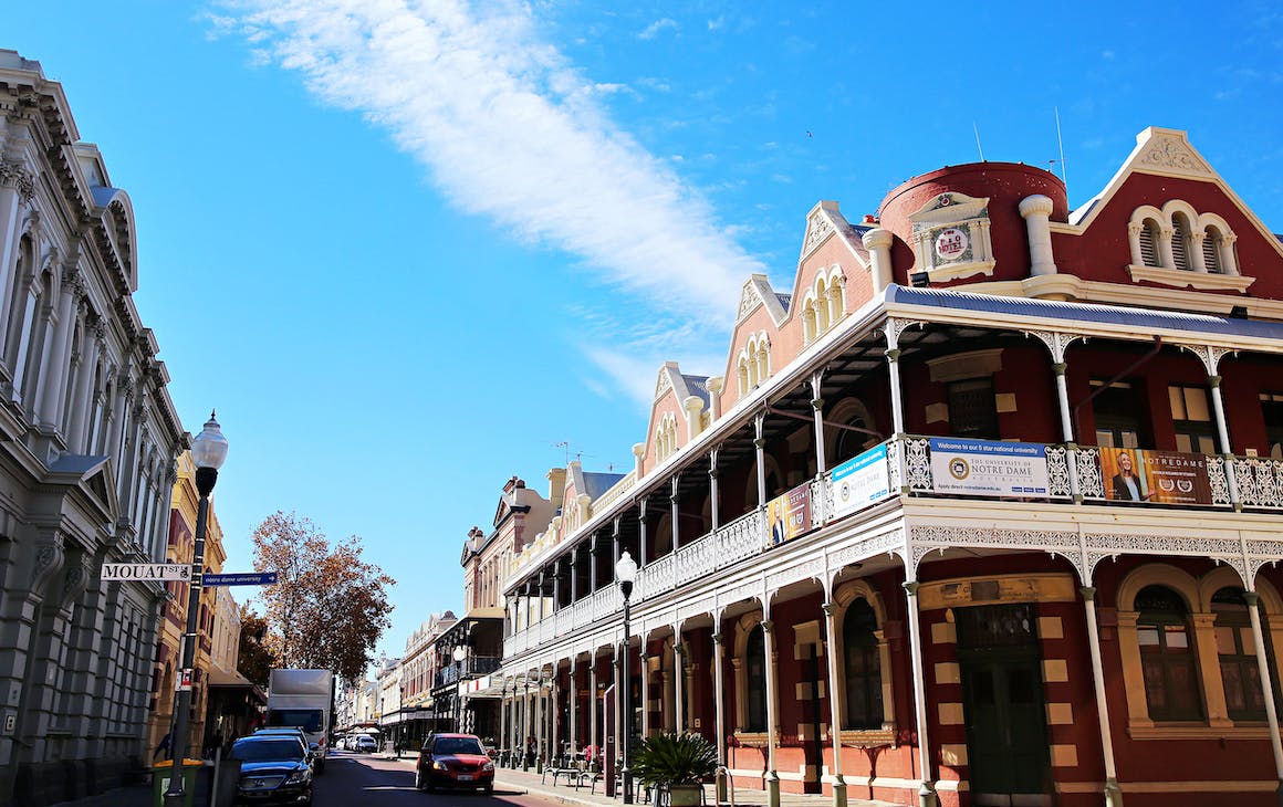 Streetscape of Fremantle on a sunny day