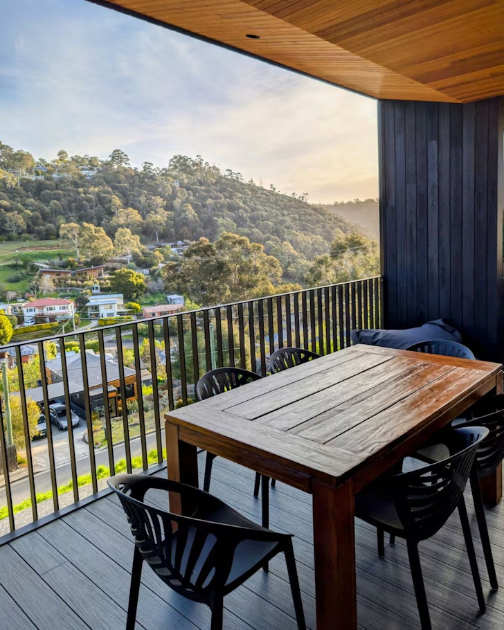 A view from the deck at Thrower House Airbnb Launceston