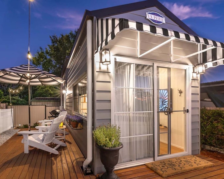 An exterior view of Tiny Home Camp Hill pet-friendly Airbnb in Brisbane