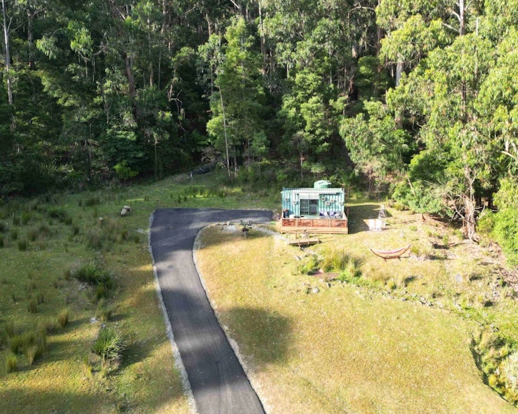 An aerial view of Tiny Home Farm Stay best farm stays Victoria