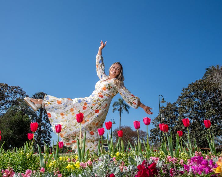 a woman in flowers
