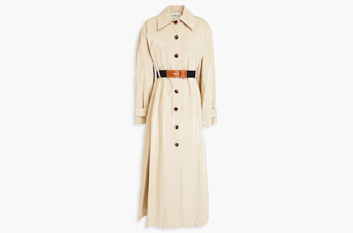 Tory Burch Coated Belted Shell Trench Coat, one of the best trench coats