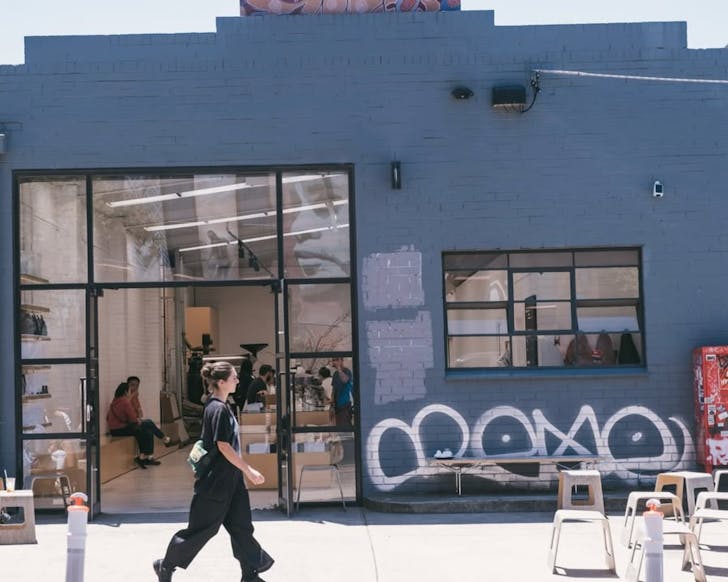 Exterior view of the cozy warehouse look of Acoffee