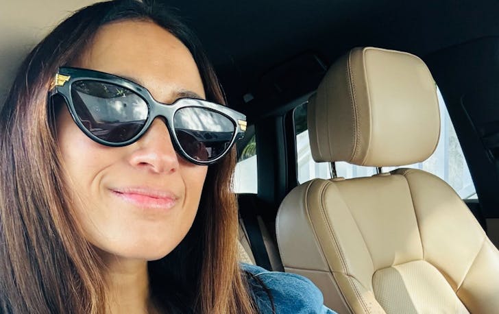 Selfie of woman in car