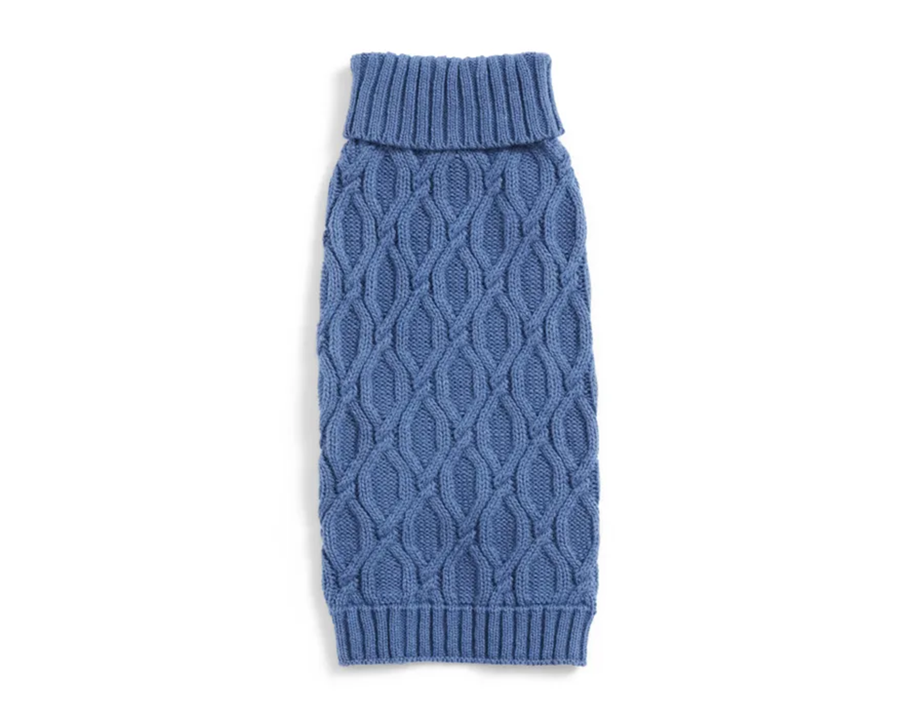 Blue All day Cable Turtleneck Dog Knit 