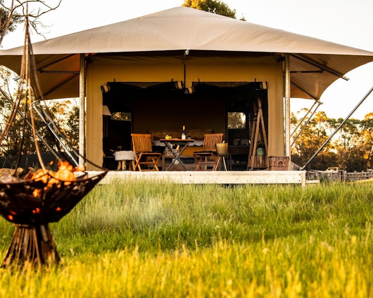 The glamping tent at Two Blind Cows one of the best Margaret River accommodation options