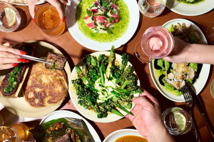 bright green dishes at tyga