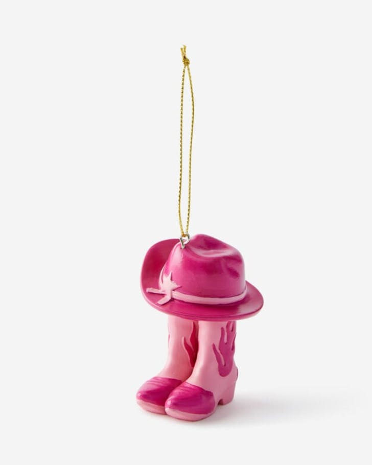 Typo Cowboy Hat & Boots Resin Christmas Ornament