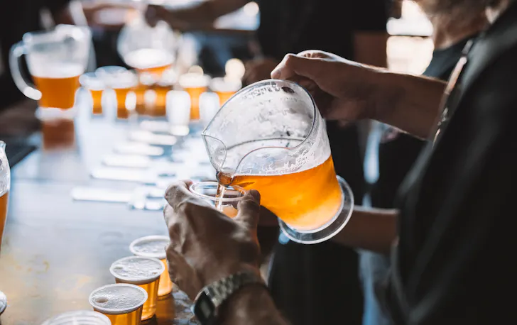 Beer being poured into a glass