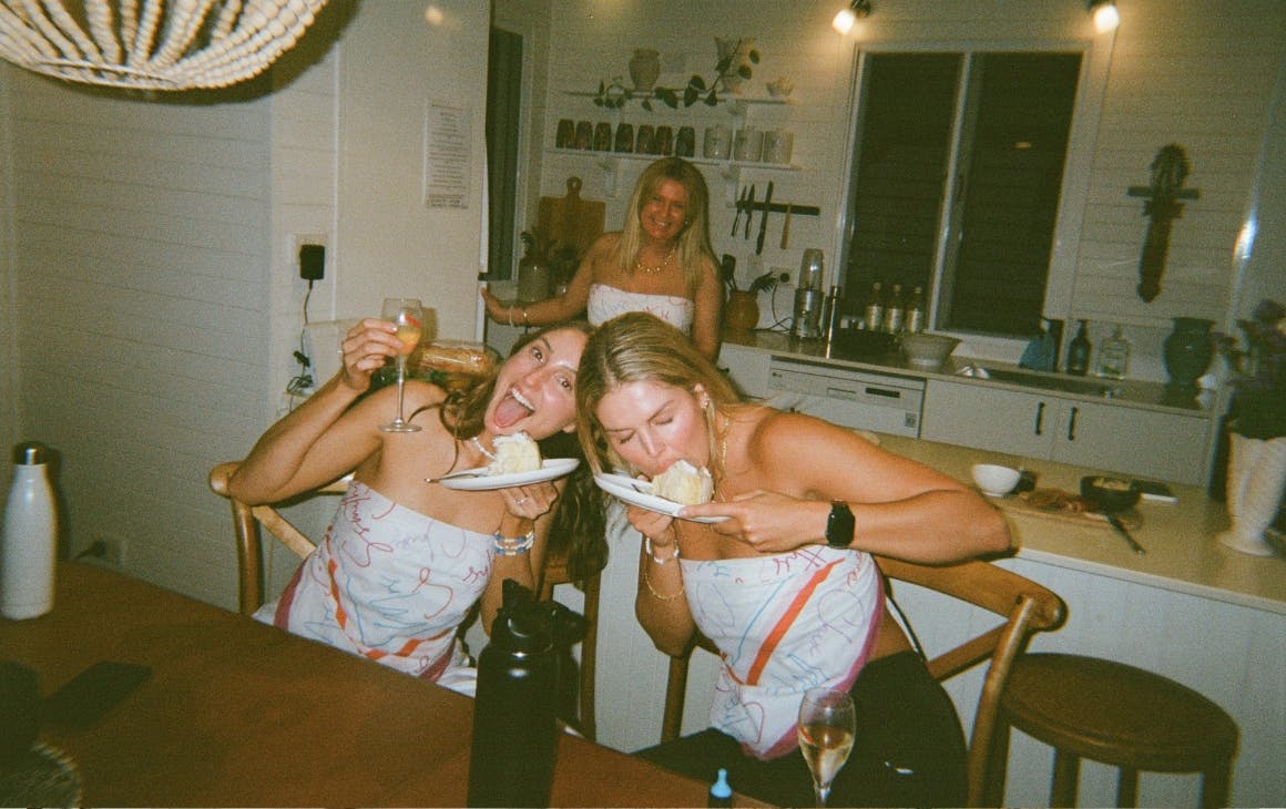 Ladies enjoying their food