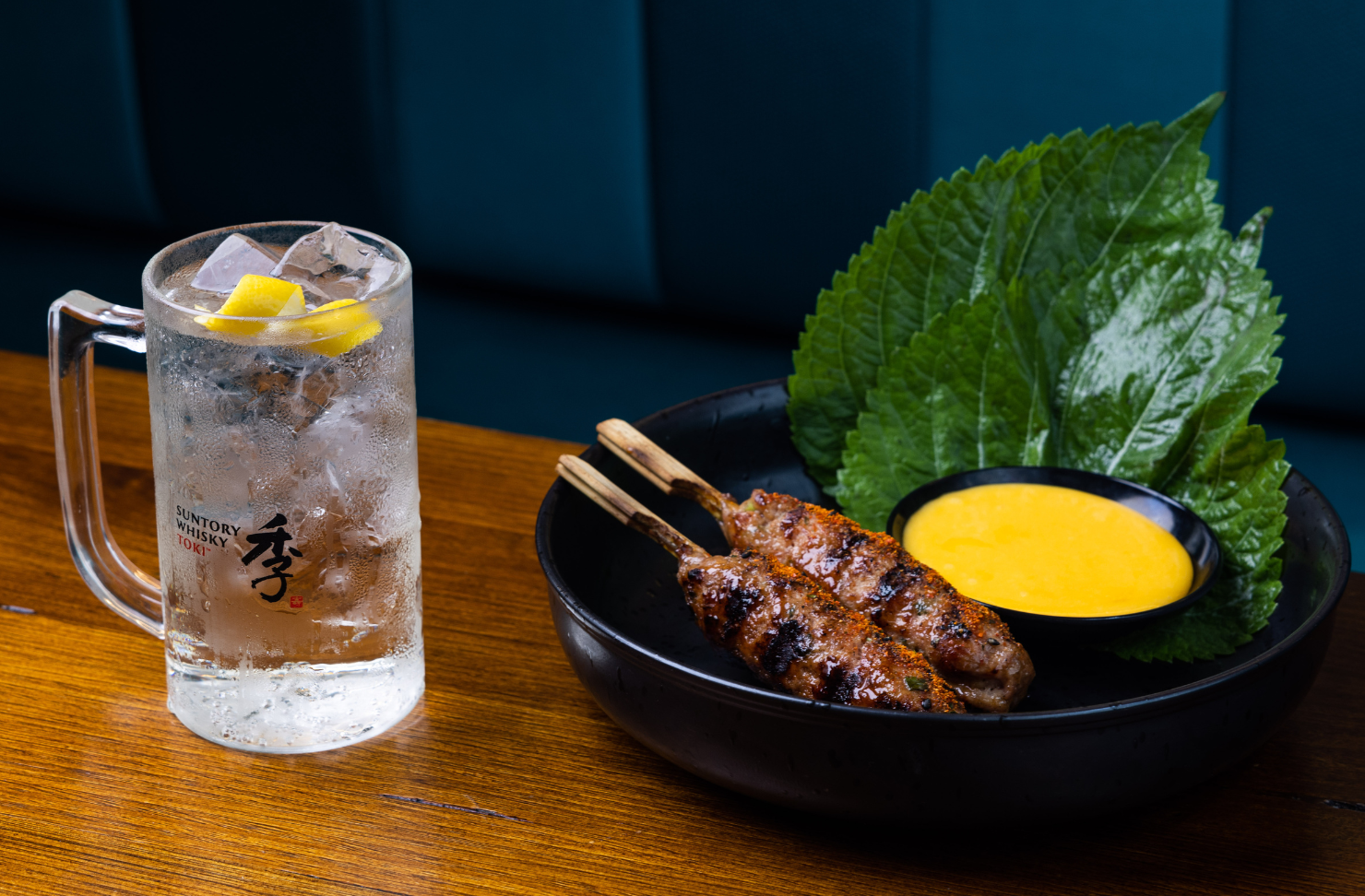 Duck tsukune and toki highball from Kid Kyoto restaurant Sydney