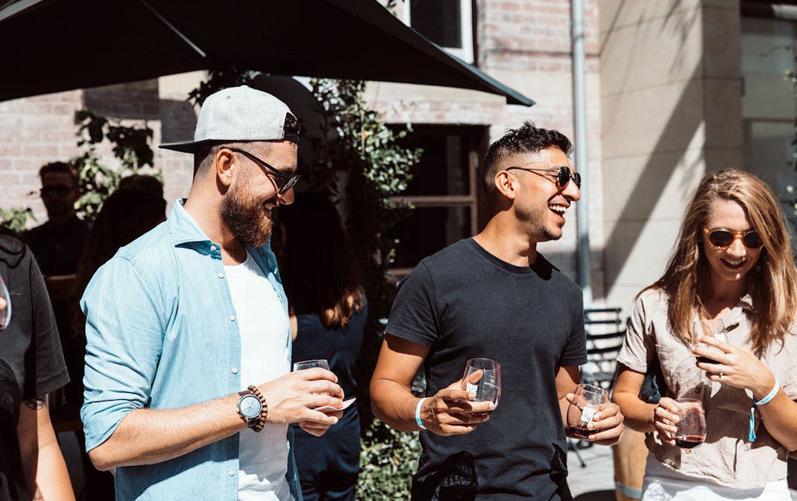 people enjoying the Urban Wine Walk
