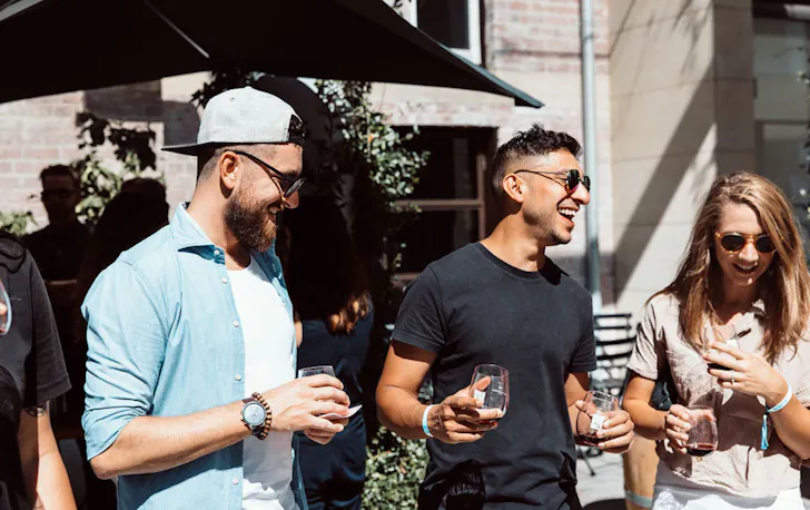 people enjoying the Urban Wine Walk