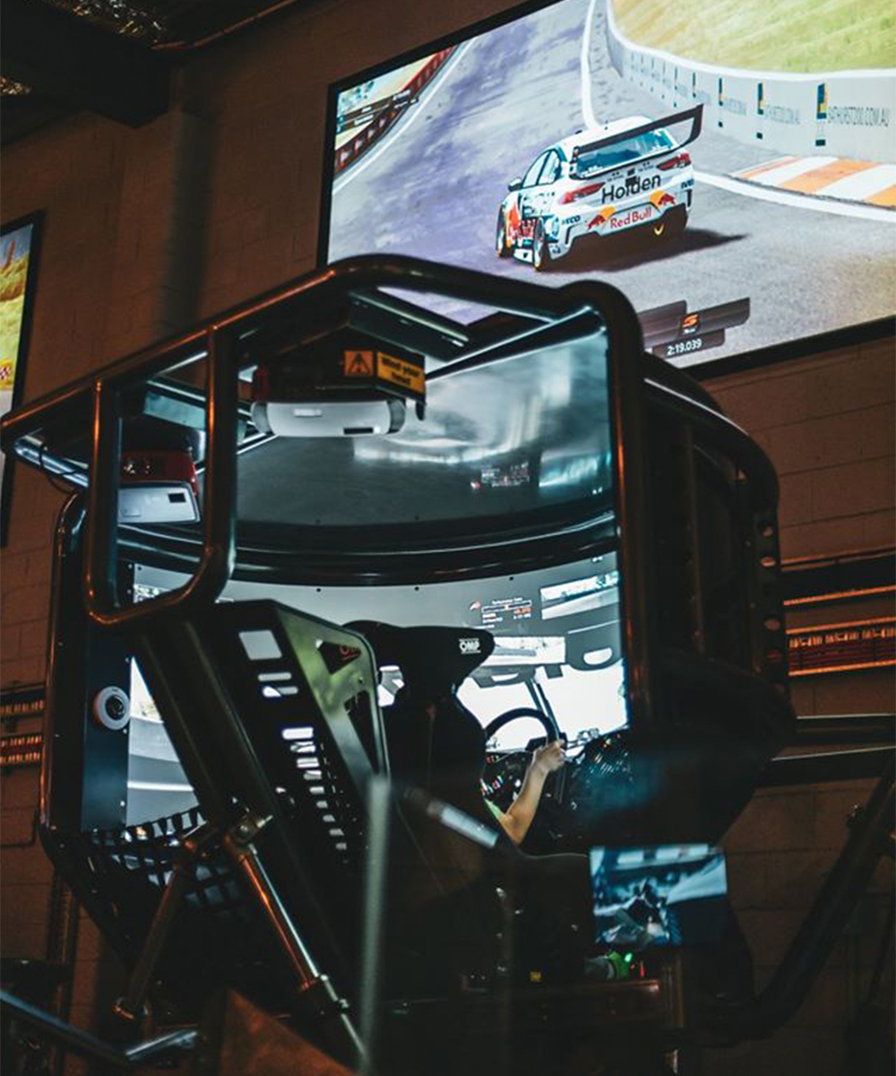 a larger virtual racecar simulator at VR Motorsports, an idea for Fathers Day Brisbane
