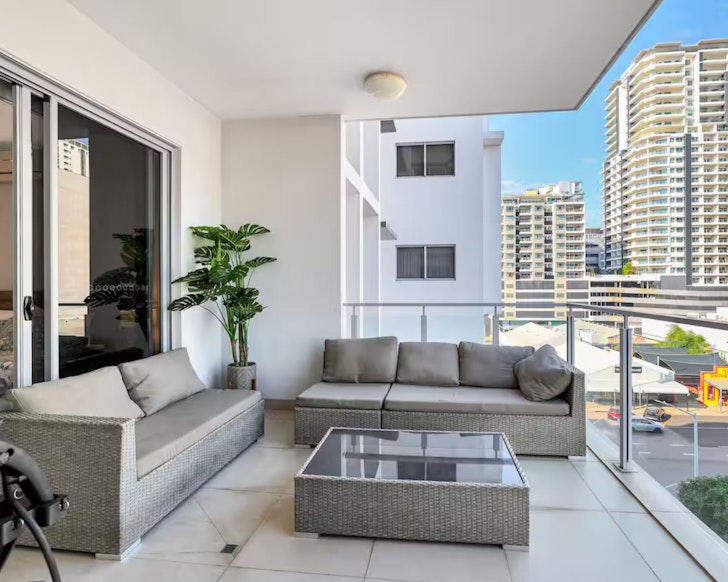 A view of the big balcony at Vacay In Heart Of Dining & Street Art Precinct one of the best Darwin Airbnbs