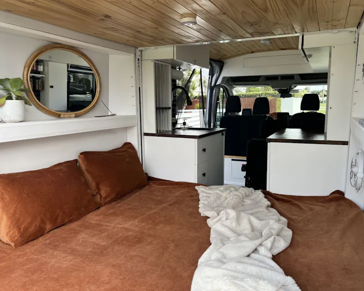 One of the beds at Vamuz best family campervan hire Queensland