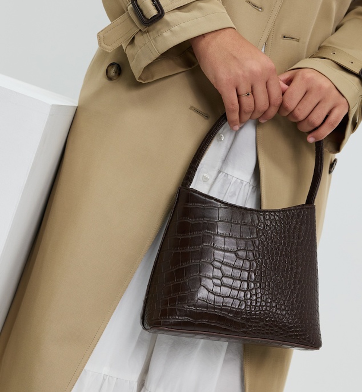 Brown vegan leather handbag