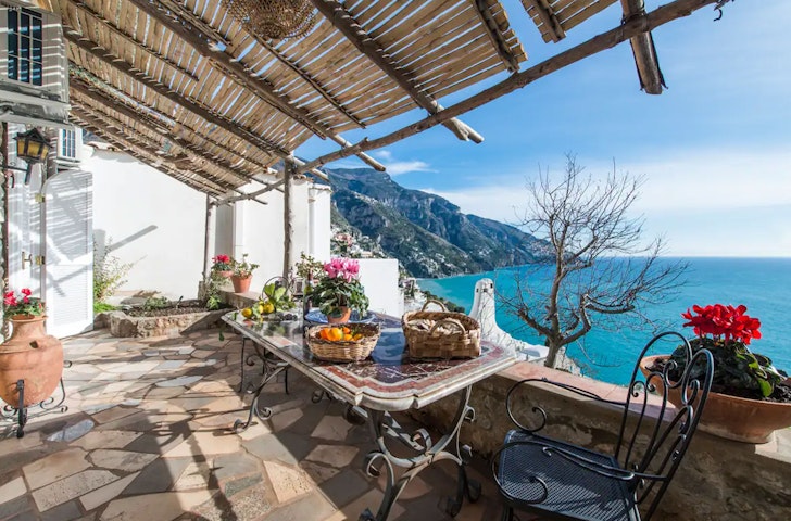 The terrance at Paradise Villa, one of the best airbnbs on the Amalfi Coast 