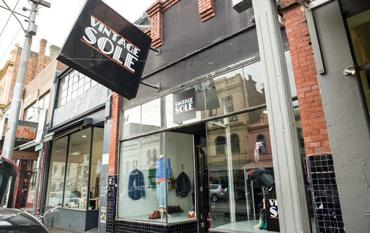 The shopfront of Vintage Sole, one of the best Shops In Fitzroy Melbourne on Brunswick Street.