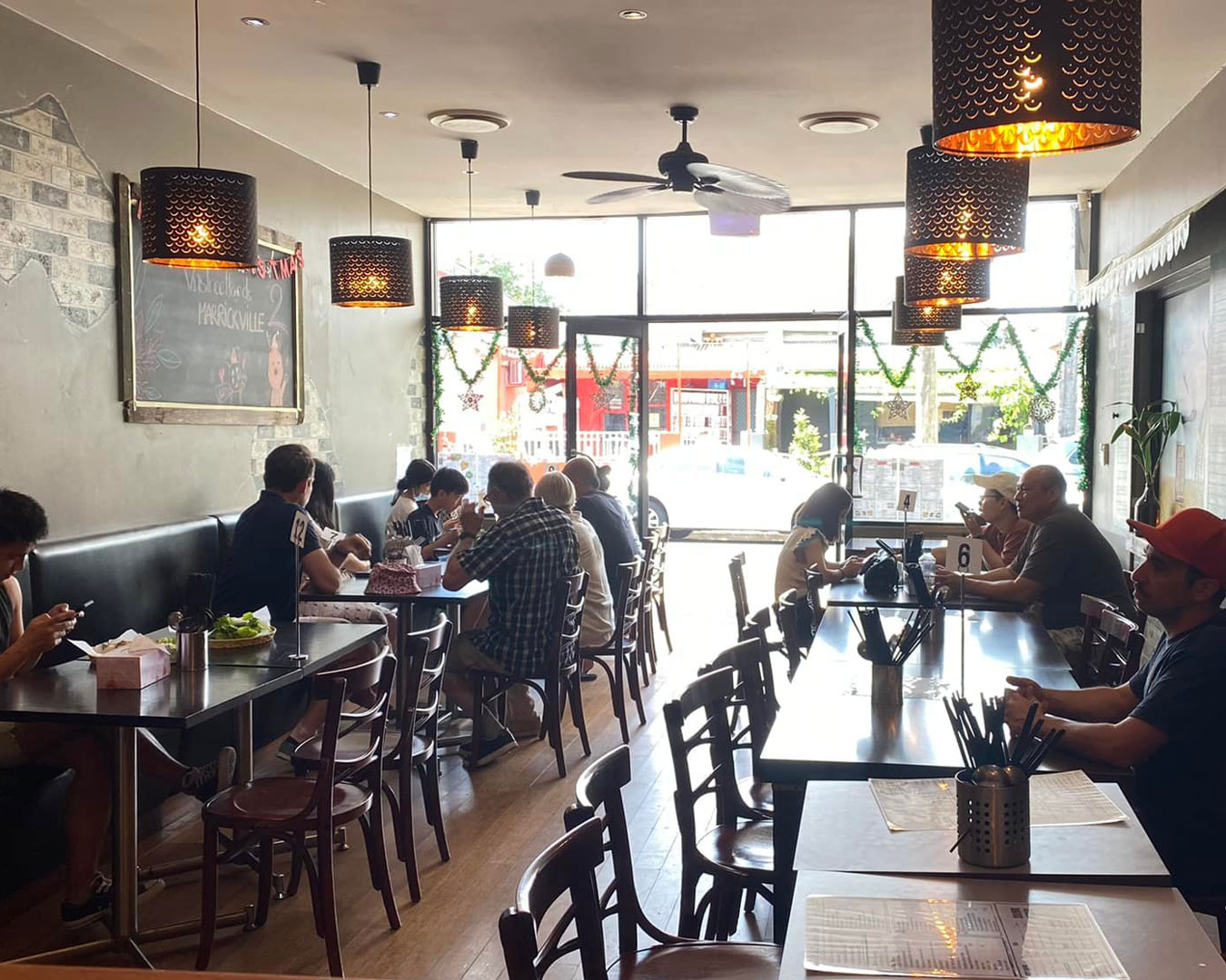 restaurant interior with people inside