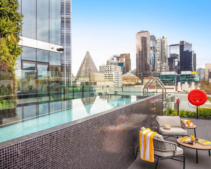 A view of the pool at Voco Melbourne Central one of the best hotels for British and Irish Lions Tour