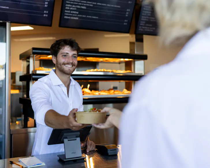 Man serving person