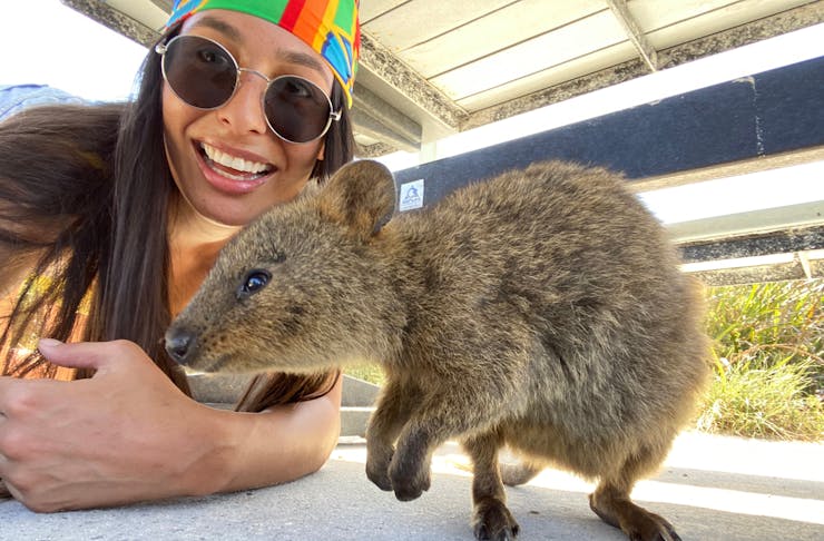 Person with Quokka at Rottnest Island