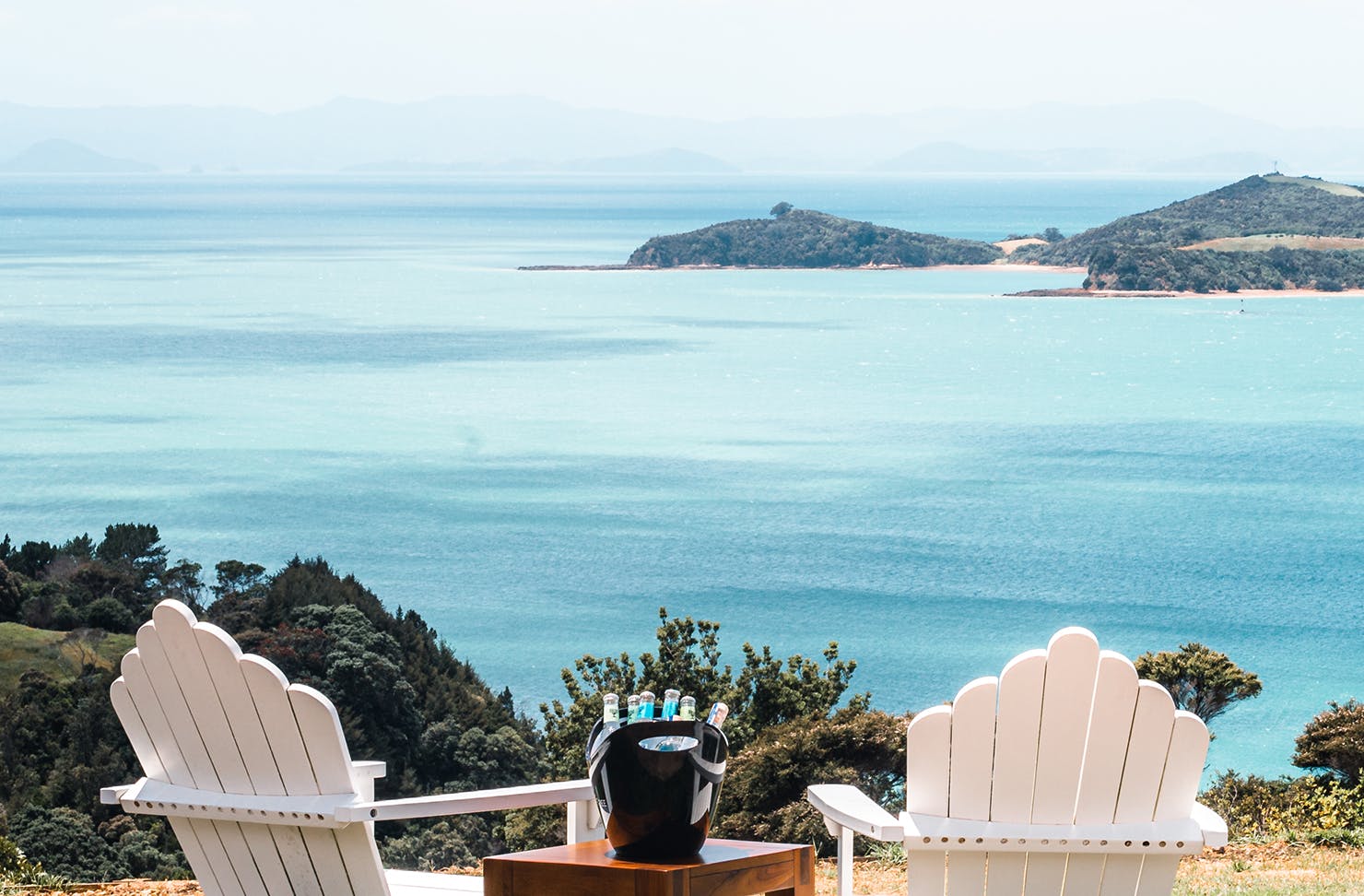 The view from the garden bar at Waiheke Distilling Co.