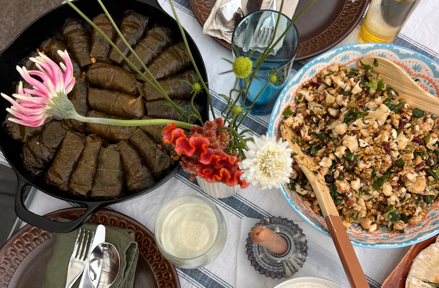 Plates of food from above