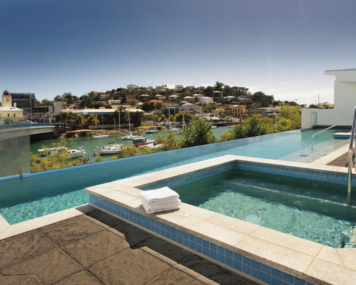 Pool in front of ocean