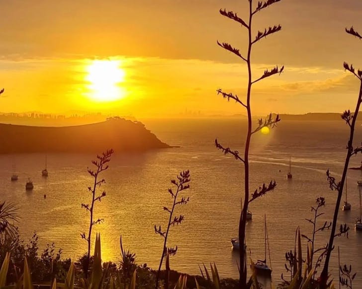 A stunning sunset as seen from Waiheke Island. 