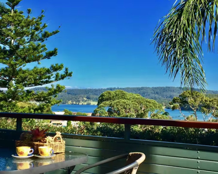 A view of the water from the balcony at Waterview Apartment one of the best accommodation options in Narooma, NSW