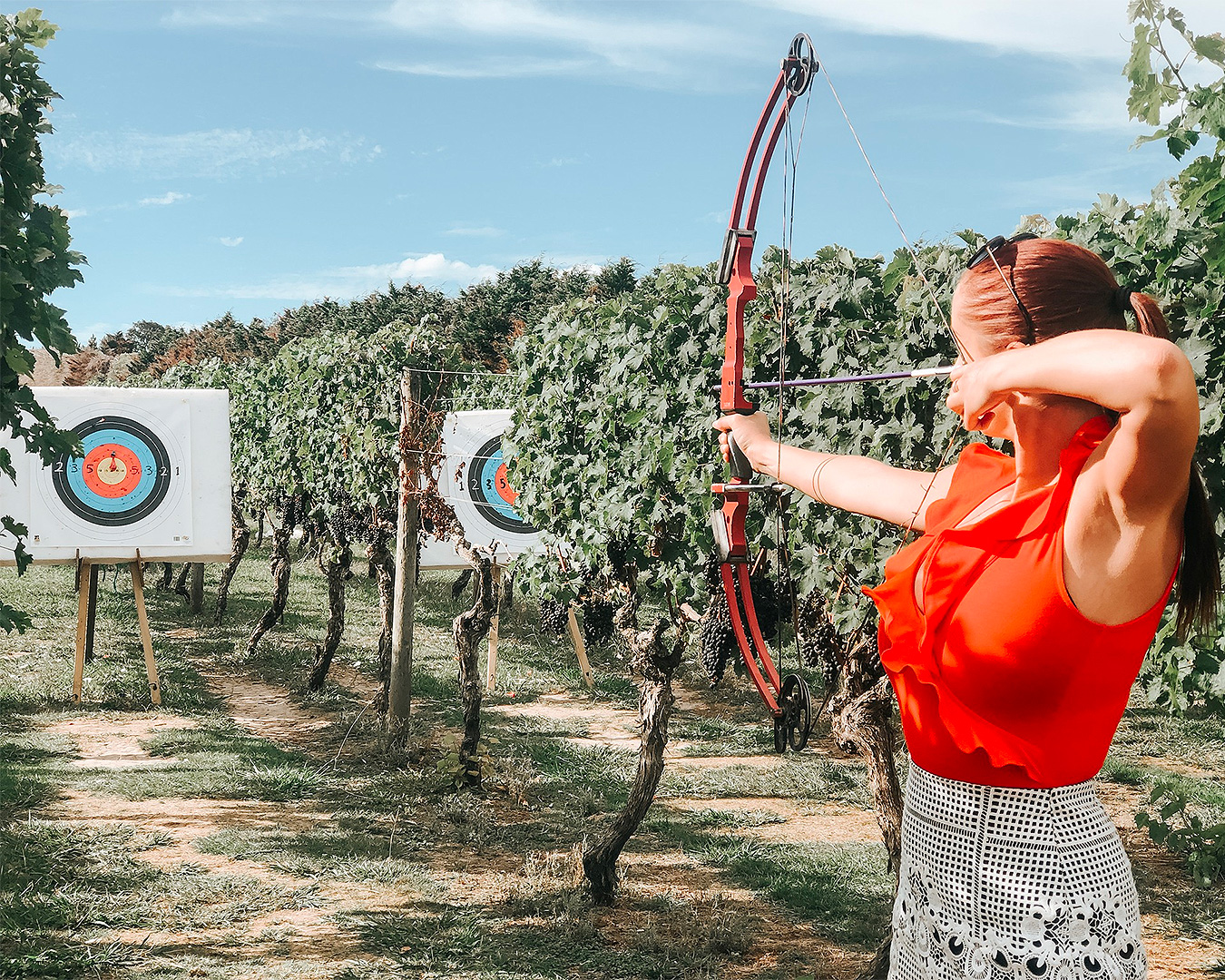 Someone takes aim at archery at Wild On Waiheke.