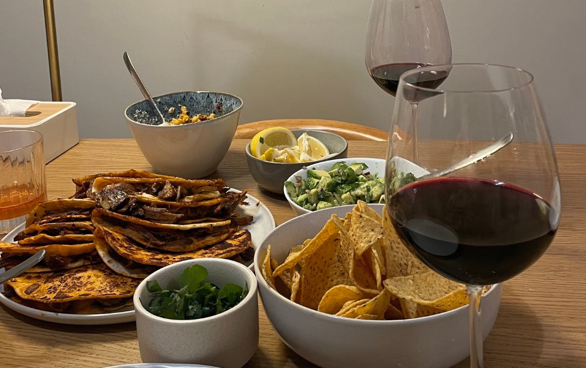 Mexican dinner and wine