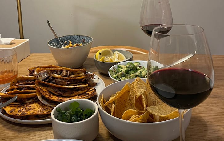 Mexican dinner and wine
